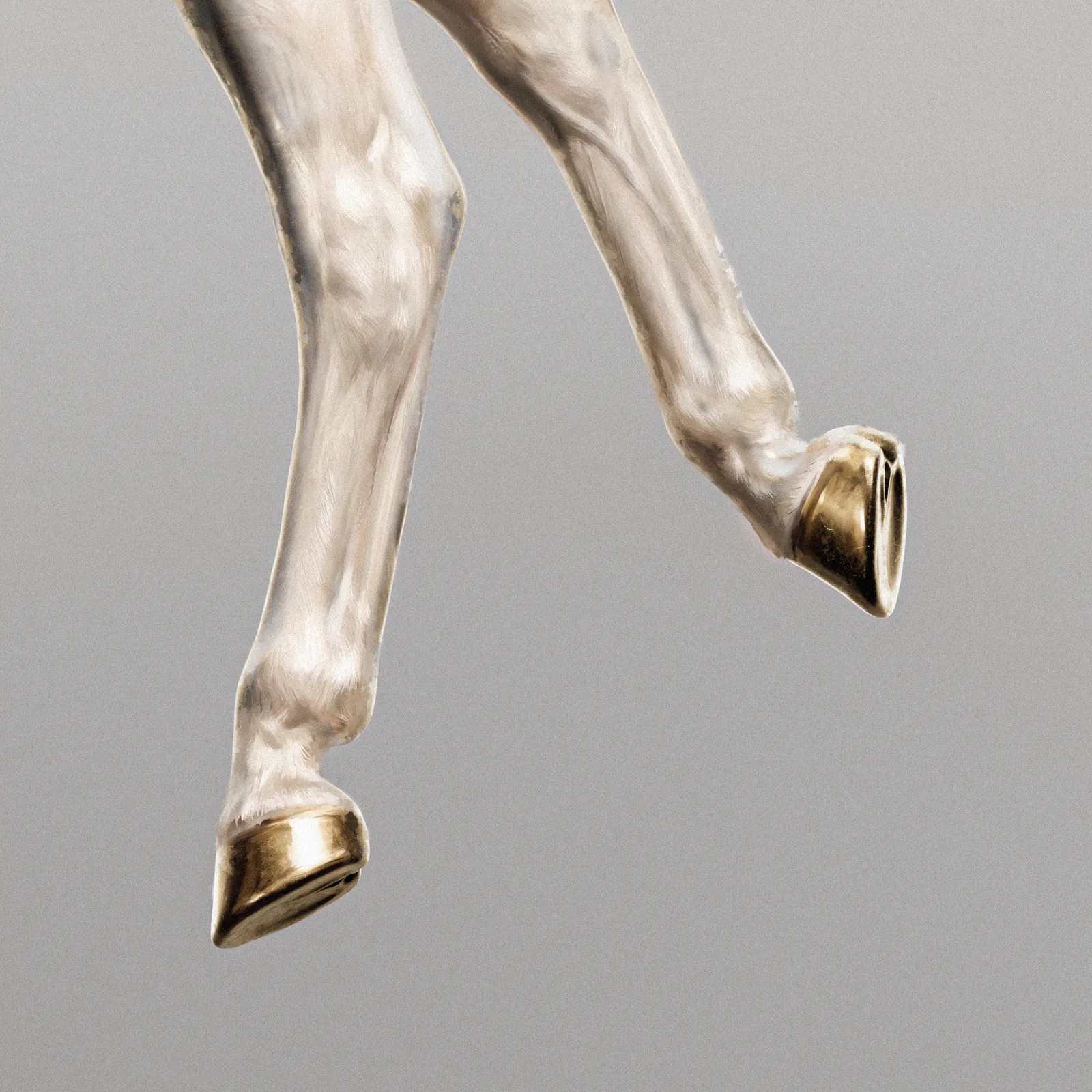 Detail: the hind legs and gold hooves