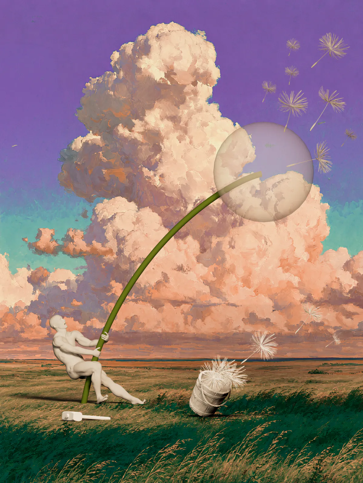 The scene with grass blowing to the right and the right-hand cloud and dark left clouds removed