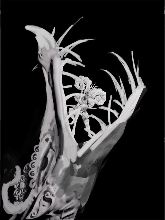 Sketch over the 3D model