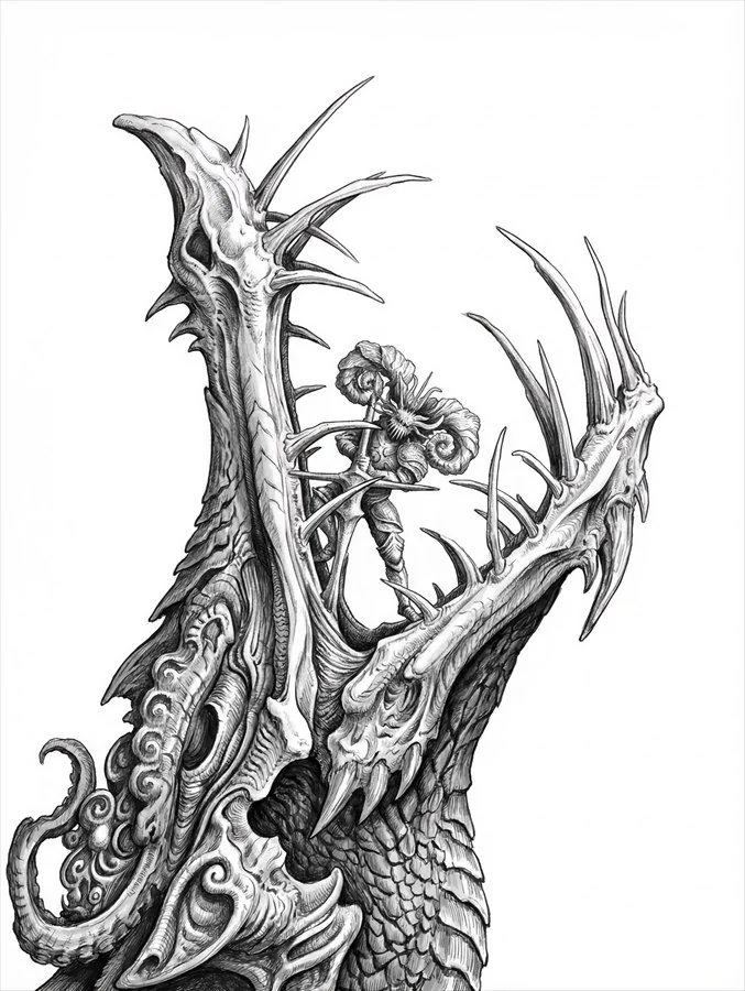 Drawing study of the dragon’s head