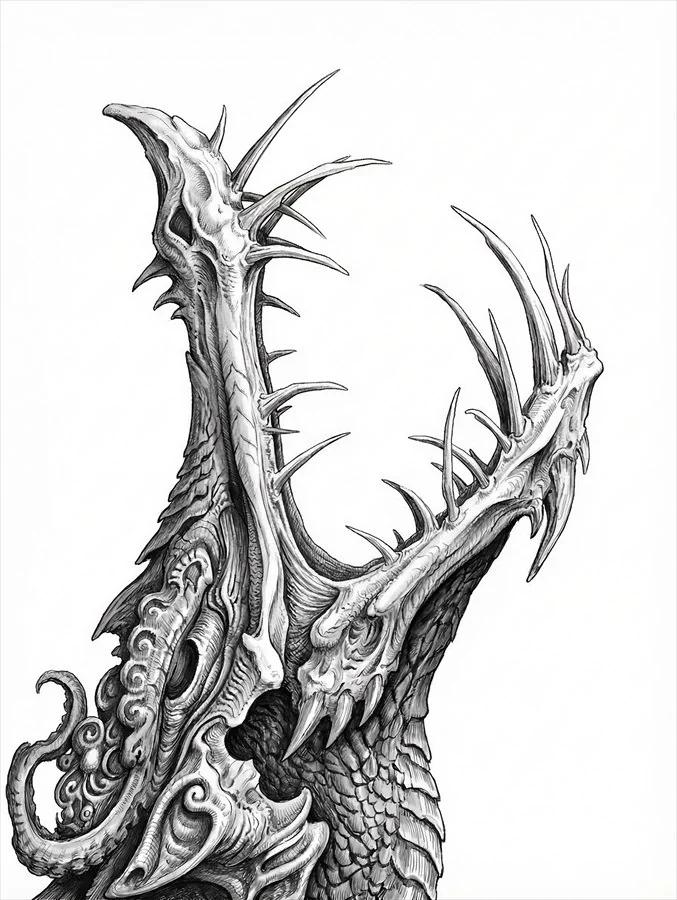Second drawing study of the dragon’s head