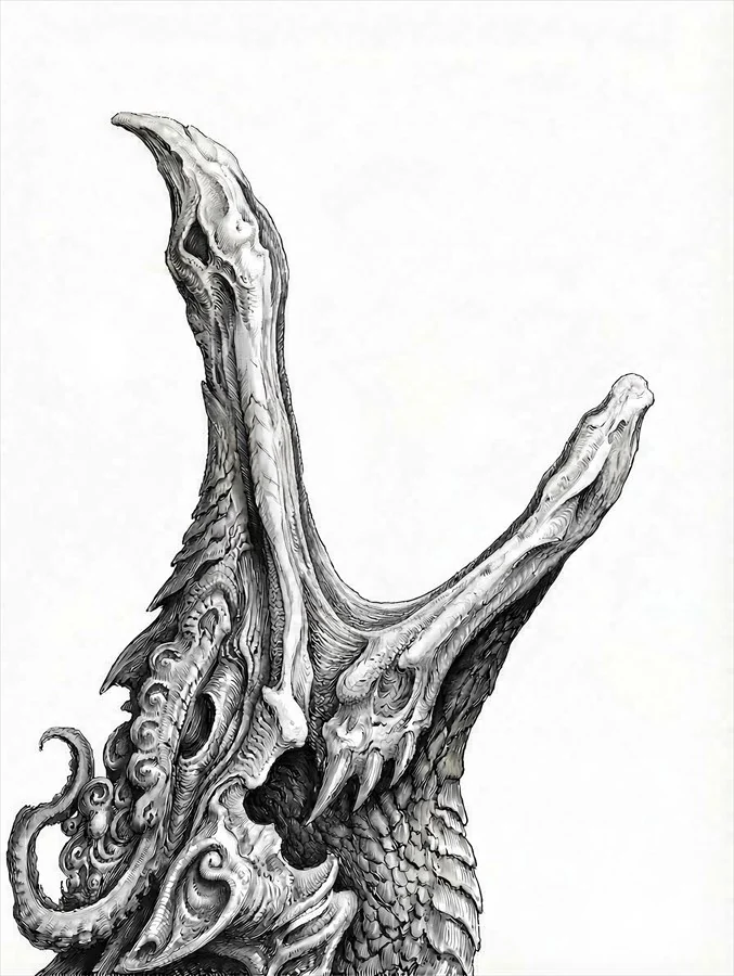 Third drawing study of the dragon’s head