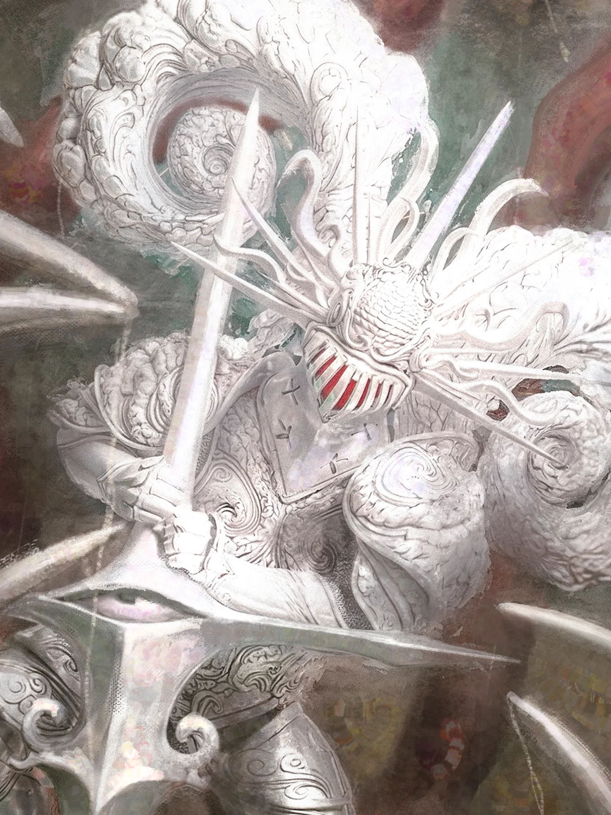 Detail: George inside the dragon’s jaws