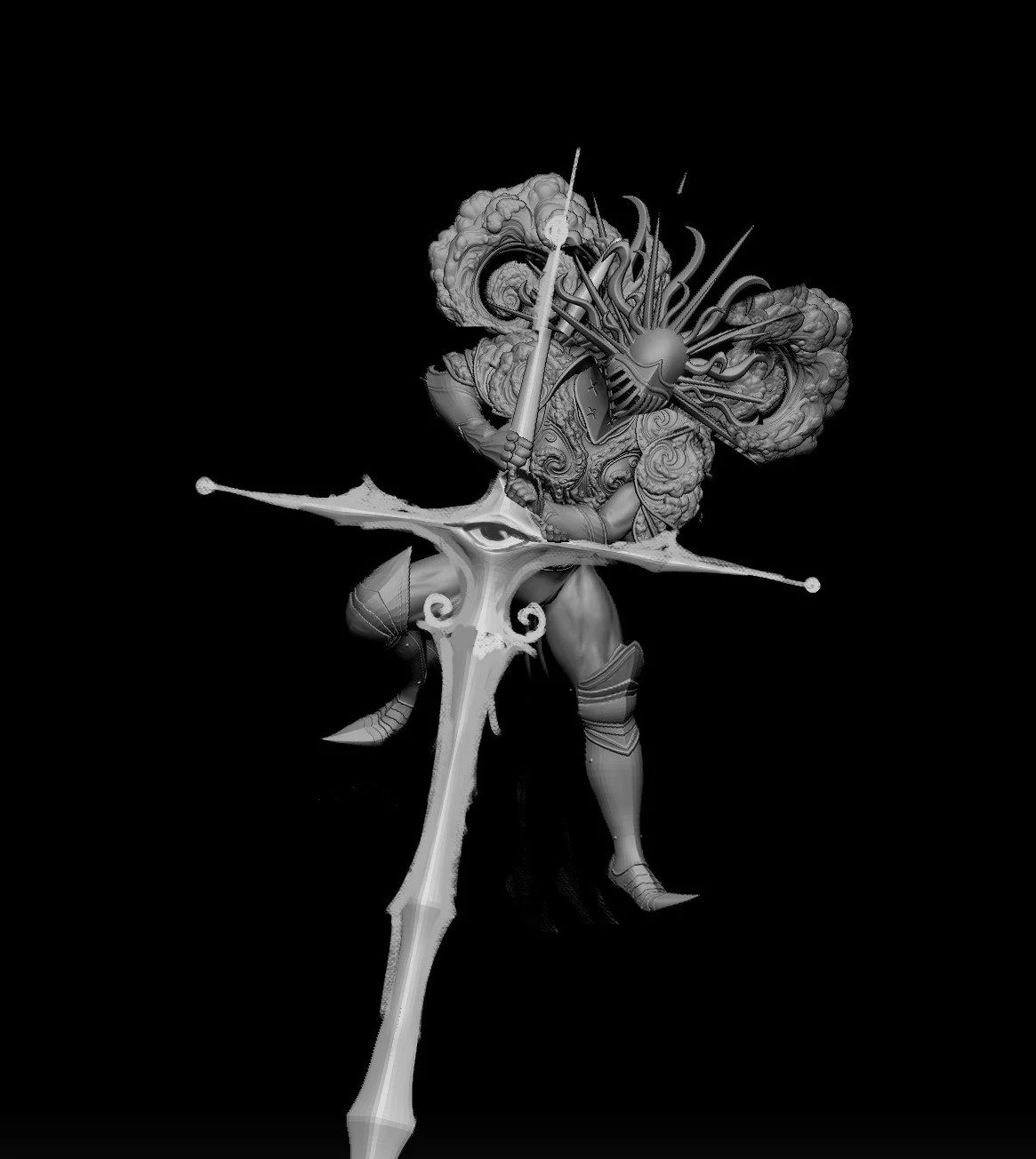 The first sculpt of the knight and dragon