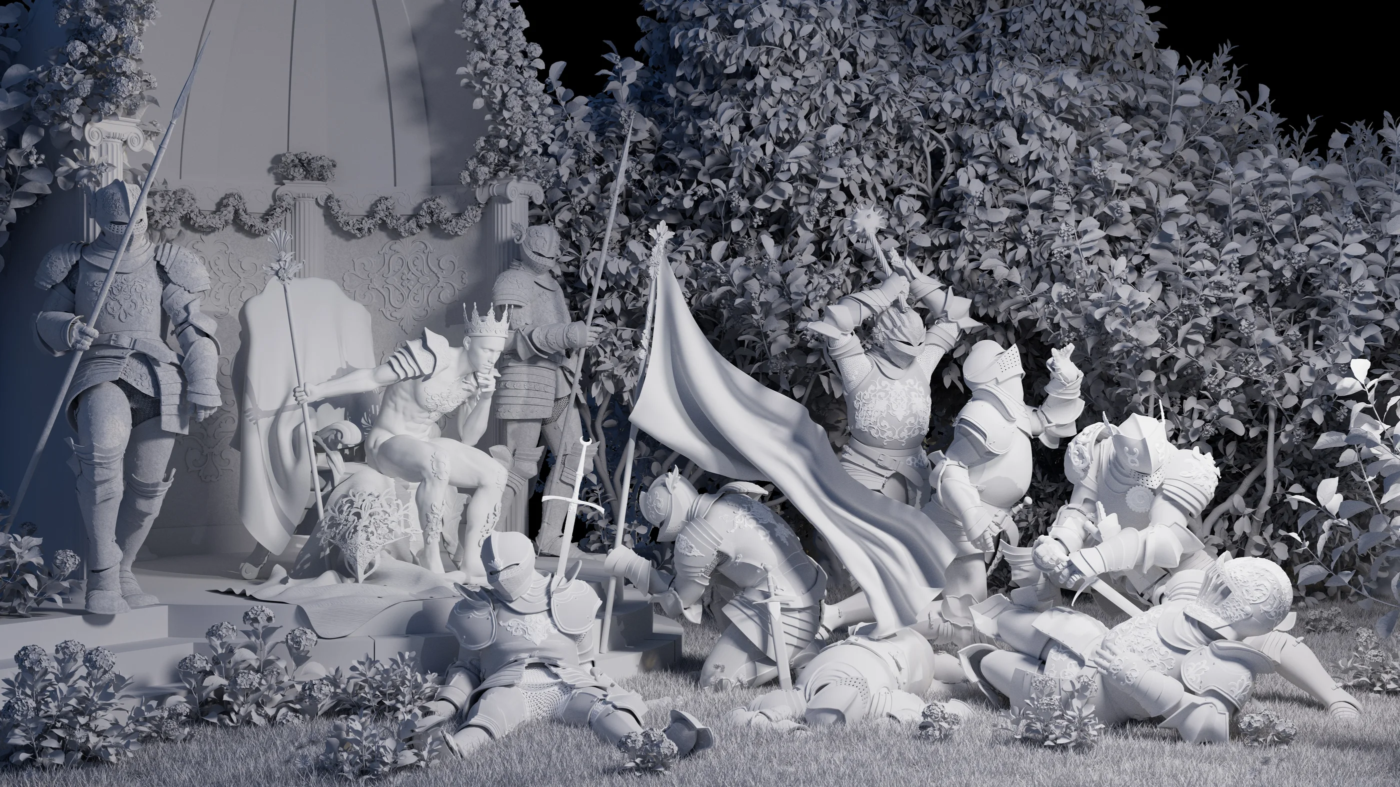 Unpainted 3D model of a work by Muhju